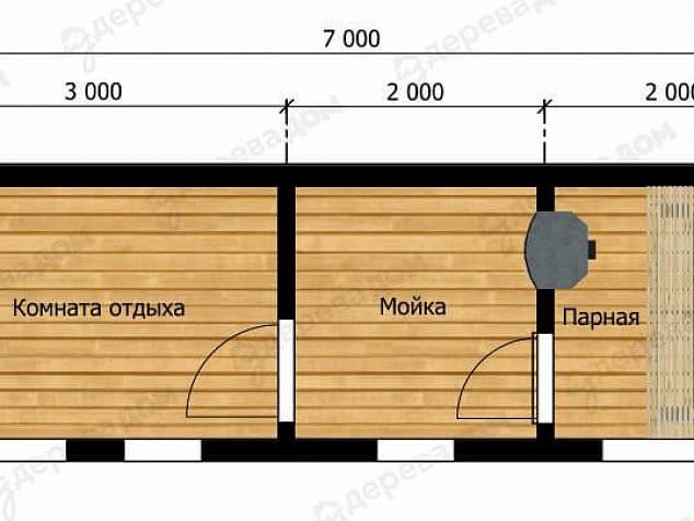 Модульная баня 7х2,3 «Барн 2»